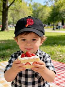 1顶随机儿童棒球帽，可爱冰淇淋造型棒球帽，冰淇淋图案棒球帽，男女通用，刺绣冰淇淋图案棒球帽，卡通刺绣绳结帽，兔子和狐狸帽子，卡通粉丝礼物，周年纪念情人节礼物，夏季沙滩必备儿童配饰 - 彩色 - 查看 4