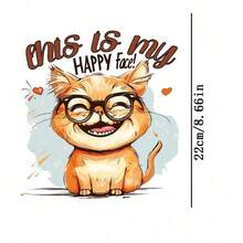 1pc/2pcs/3pcs Durable Long-Lasting Heat Transfer Stickers With Laughing Cat Design, For DIY On T-Shirts, Sweatshirts, Jeans, Hoodies, Backpacks, Jackets, Handbags, Pillows - L - View 3