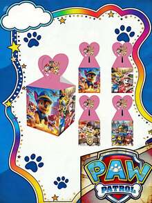 Paw Patrol 12 cutii cadou cu mânere, model Patrula Cățelușilor, cu motive animale drăguțe, cutii cadou din hârtie colorată, culori și stiluri aleatorii (12 buc/set), material hârtie kraft, cadouri, cutii cadou autoetanșabile de unică folosință, cutii cadou cu desene animate Patrula Cățelușilor, cutie de bomboane pentru petreceri surpriză de ziua de naștere, pungi cadou pentru decor de petrecere, cea mai bună cutie cadou de sărbători pentru prieteni, cutie cadou pentru decor de atmosferă de petrecere - Multicolor - Vizualizare 5