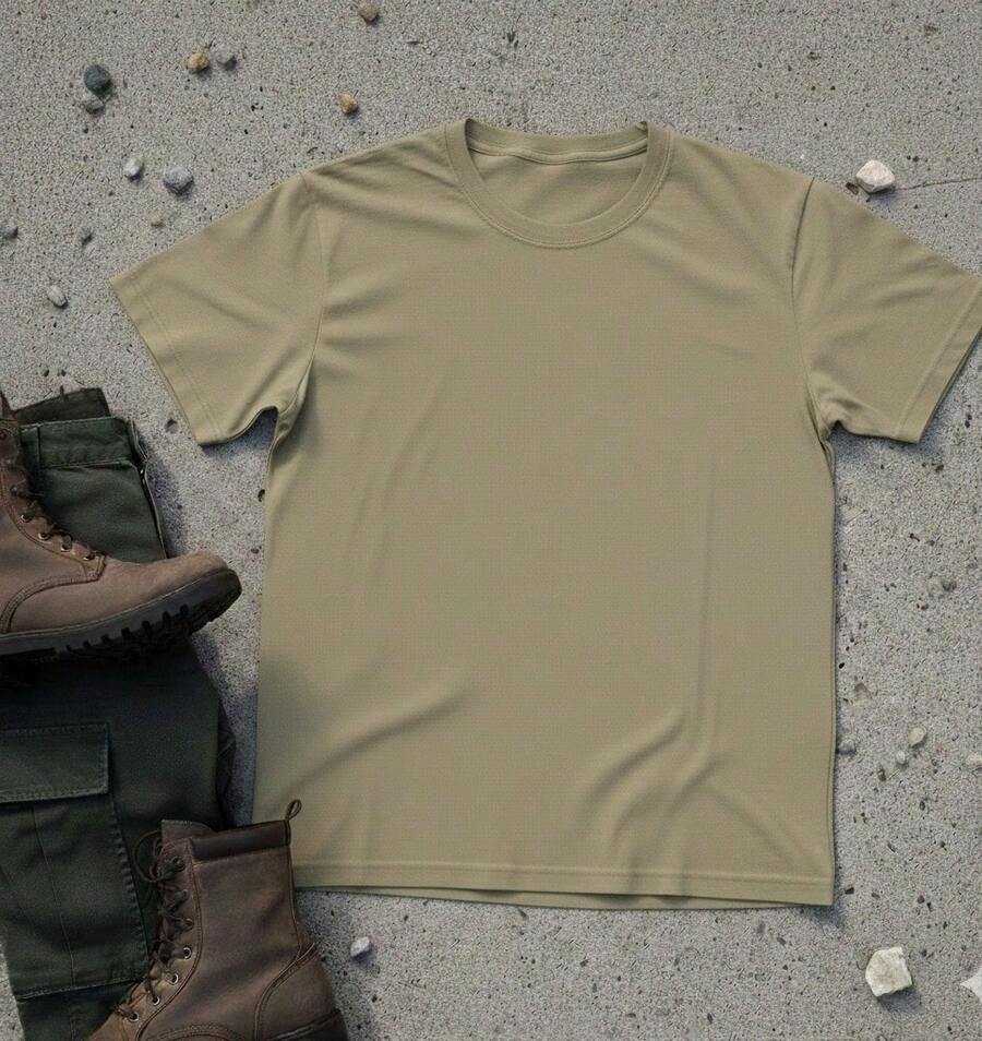 Set Of 5 Basic Plain Cotton Short-Sleeve T-Shirts For Men And Women - Comfortable Casual Fashion - Màu be - Xem 1