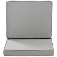 Set Of 2 Seat Cushions, 56 X 52 Cm, Fabric Cover With Zipper, 7 Cm Thick Padding, Washable, For Home, Garden, Car, Office, Sofa And Chairs, Light Grey - 1PC - View 7