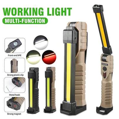 New Dual-Sided COB Foldable Work Light With Strong Magnet, 3 Light Sources, Bright Flashlight, Repair Lamp
