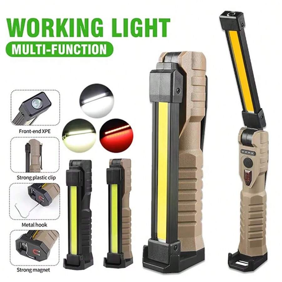 New Dual-Sided COB Foldable Work Light With Strong Magnet, 3 Light Sources, Bright Flashlight, Repair Lamp - Work Light - View 1