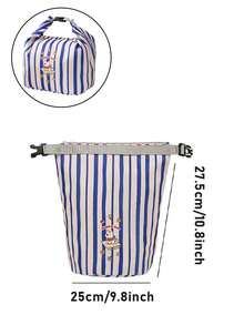 时尚通勤彩色条纹收纳袋，卡通杂物整理袋，大容量便携旅行化妆品洗漱包，方便外出旅行衣物内衣隔离袋，旅行贴身衣物收纳袋，多功能密封扣保温午餐包，药品收纳袋午餐盒保冷袋防水野餐户外野餐包女士午餐包学习用品露营必备 - 彩色 - 查看 12