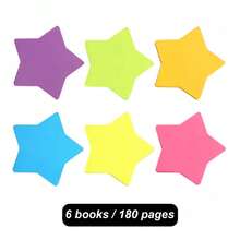 6 st hjärt-/pentagramformade färgglada självhäftande anteckningsblock, flerfärgade självhäftande anteckningsblock, 3x3 tum söta formade självhäftande anteckningsblock, lämpliga för kontor, studier, planerare, anslagstavla och presenter - Multifärgad - Visa 13