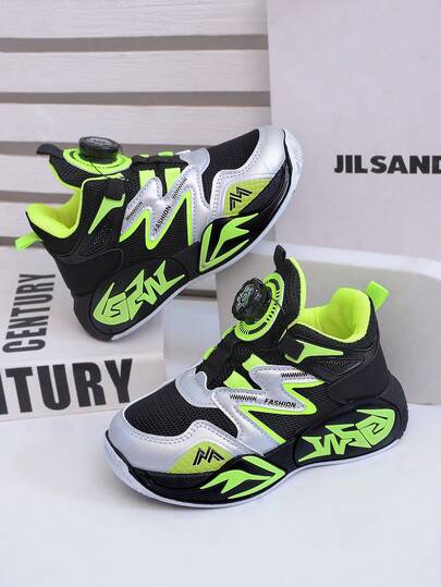 Zapatillas de baloncesto de moda para niños, diseño de bloques de color, zapatillas de baloncesto prácticas, zapatillas deportivas para el campus, media altura, adecuadas para todas las estaciones