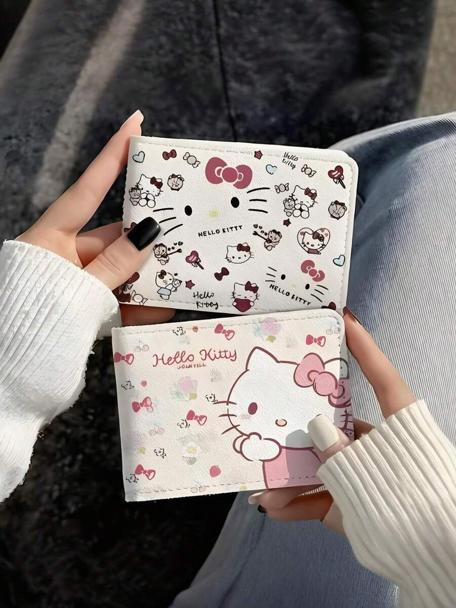 Sanrio Hello Kitty Double Card Holder, Card Organizer, Multi-Slot Driving License And Vehicle Registration Document Folder, Adorable And Charming Pattern Design, Adds Sweet And Elegant Style To Your Documents, Suitable As A Holiday Gift - Multicolor - View 1