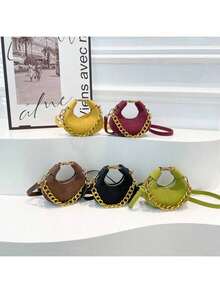 Women's Unique Niche Minimalist Crescent Moon Dumpling Bag - Designer-Inspired Micro Crossbody Purse, Adjustable Shoulder Strap Cute Mini Handbag, Ideal For Daily Wear Dating & Gifting - 綠色 - 查看 5