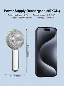 AOYI 1pc Rechargeable Handheld Mini Fan, 3-Speed Adjustable, Brushless Motor, Long Battery Life, Transparent, LED Light, USB Charging Cable - Multicolor - View 12