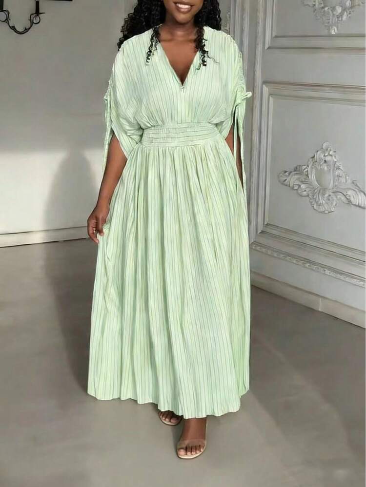 Đầm dài màu trơn, kiểu dáng thường ngày, có dây rút, thích hợp cho kỳ nghỉ, mặc hàng ngày và đi biển vào mùa hè, thanh lịch. - Màu xanh Bạc hà - Xem 4