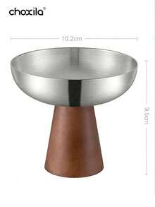 choxila 1/3pcs Wooden Bottom Stainless Steel Tray, Fruit Tray, Dessert Cup, Plate, Bowl, Ice Cream Bowl, Yogurt Cup, Suitable For Home, Party, Hosting Guests, Ramadan, Eid Al-Adha - Cup - View 5