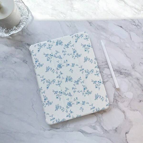 Estuche con flores bonitas sobre un fondo azul claro con estampado floral compatible con iPad 10th, iPad Air 6th/4th/5th 10.9 pulgadas, iPad 9.7 pulgadas, iPad Pro 11 pulgadas, 2022/2021, iPad 9/8/7, 10.2 pulgadas