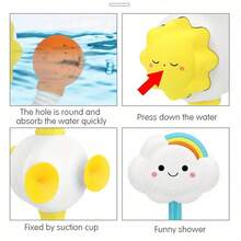 1pc Kids Bathroom Sunflower Shower Head, Pressure Spray Rainbow Cloud Shower Head, Baby Bath Water Play Toy - Cloud Shower - View 9