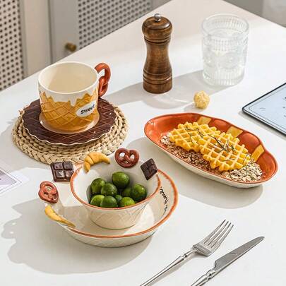 Ceramic Tableware, Dessert Series Ceramic Bowls, Ceramic Plates, Ceramic Coffee Cups & Saucers
