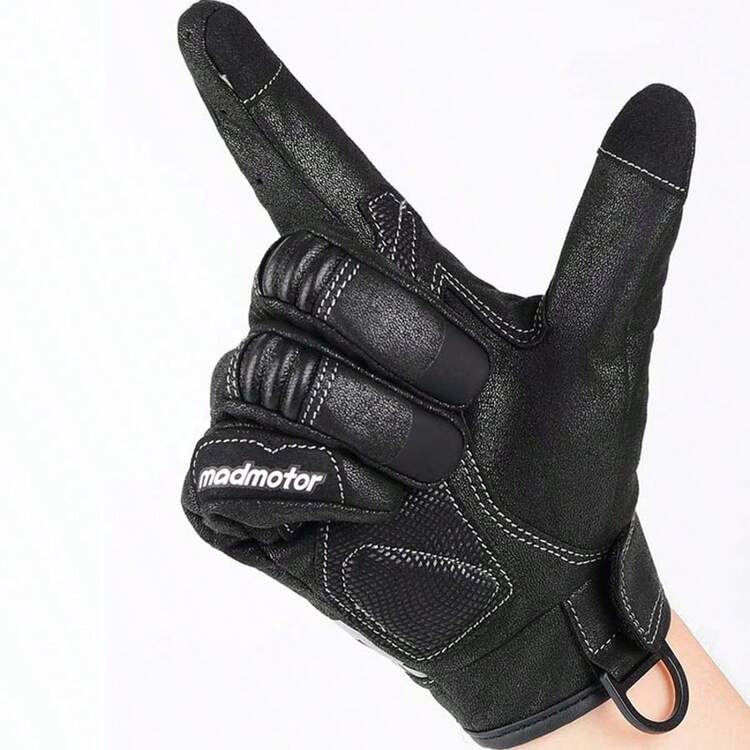 户外摩托车手套，触屏全指手套，摩托车骑行自行车登山户外运动手套，男女款 - 黑色 - 查看 5