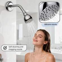 3-Inch Anti-Clogging Anti-Leakage Fixed Shower Head With Adjustable Rotatable Chrome-Plated Brass Ball Joint, Providing A Comfortable Shower Experience - A - View 2