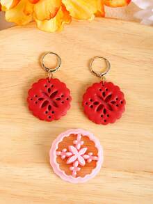 Geometric Flower Polymer Clay Cutter Kits, Boho Elegant Flower Shape Polymer Clay Cutters For DIY Earring Jewelry Making, High-Precision Plastic Crafting Molds Sets - Pink Clay Cutters - View 16