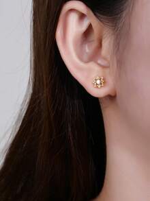 1pc Fashionable Diamond Star Stud Earrings, Suitable For Women's Daily Wear - Star - View 5