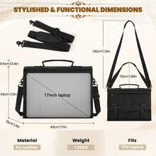 NEWHEY 17英寸男士PU皮革笔记本电脑包，男士公文包，男士防水斜挎包，男士单肩笔记本电脑包 - 彩色 - 查看 6