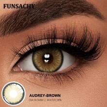 FUNSACHY 1 Pair Brown/Gray Natural Tone Disposable Lenses, Suitable For Natural Makeup - AUDREY-bROWN - View 5