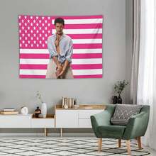 1PC Singer Bad Music Bunny Printed American Flag Decorative Tapestry, Patriotic Star Spangled Banner Design, Album Tapestry, Suitable For Horizontal Wall Hanging In Bedrooms, Dormitories, And Living Rooms, Easy To Hang, Perfect Valentine's Day Gift - 1PC - Xem 4