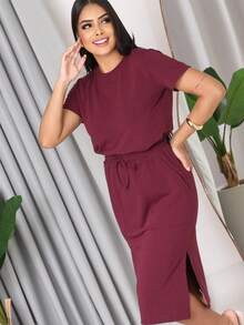 Casual Elegant Conservative / Modest Knot Beach - Burgundy - View 4
