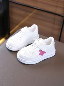 1 par de zapatillas casuales planas transpirables y unisex, con suela blanda antideslizante para niños, zapatos de skate de moda versátiles para estudiantes, adecuados para primavera y otoño - Blanco - Ver 3