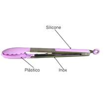 Pinça Pegador Multiuso de Silicone e Inox 30 Cm Rosa - Rosa Bebê - Visão 4