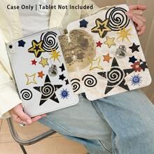 星形单件装彩绘效果亚克力水晶平板电脑保护套，带支架，兼容荣耀、Matepad、红米、OPPO、vivo、苹果等品牌，可折叠防弯折，硅胶加固边角，自动唤醒/睡眠功能，内置笔槽，多角度可折叠支架 - 日常完美保护，节日送礼佳品 - 彩色 - 查看 6