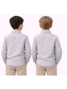 Children's/Youth Long-Sleeved Dress Shirt For Graduation, Baptism, Conference, Church - Xám - Xem 2