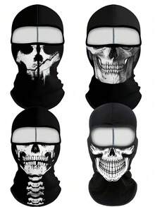1 Stück oder mehr Unisex Radfahrer Gesichtsmaske, Sturmhaube, Skimaske, Motorrad Nackenwärmer, Totenkopf Design, geeignet für tägliches Skifahren, Radfahren, Outdoor-Reisen, Partys usw. - Verschiedenfarbig - Übersicht 2