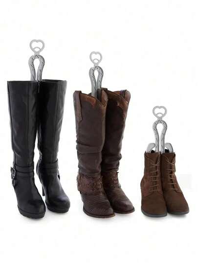 Foldable Boot Shaper Stands With Heart - Shaped Design - Portable Plastic Boot Stretcher Holders To Keep Knee - High & Long Boots Upright, Prevent Slouching & Maintain Shape, Ideal For Boot Lovers, Shoe Collectors & Daily Footwear Organization, Practical Shoe Care Accessory. Suitable Birthday Gifts, Ramadan Gifts, Holiday Souvenirs