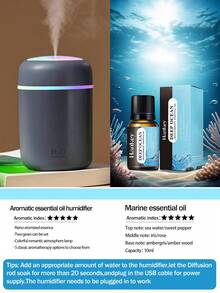 1pc 300ml Colorful Humidifier, USB Powered, With Cool Mist And Bright Ambient Light, 2 Working Modes, Auto Shut-Off, Quiet Mist, Electric Air Humidifier, Bedroom Decor Gift, Home Air Freshener, Suitable For Room Decor, Office, Living Room, Desk, Car, An Ideal Gift For Her, For Daily Air Humidifying, Refilling And Anti-Drying - 多色 - 查看 20