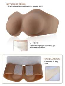Silicone Breast Form Adhesive Bra Style, Soft And Realistic Artificial Silicone Chest Piece - Beige - View 5