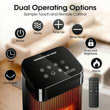 25" 1500W Tower Space Heater With 4 Modes, 3D Flame, LED Display, Tower Heater With 70 °Oscillation, 24 Hour Timer And Child Lock, For Living Room, Office, Bathroom (Black) - Xem 4