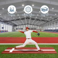 Dragonpad 10x3 Ft Professional Softball Pitching Mat - All-Weather Practice Mat With Rubber & UV-Resistant Turf For Indoor/Outdoor Training - Red - View 4