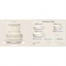 YASHE 9pcs Pots And Pans Sets With Removable Handles, Non-Stick Cookware Set, White Granite Induction Cookwar, Stackable And Space-Saving Design - Variant - View 8