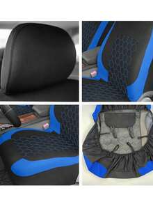 Funda de asiento de coche con estilo deportivo, de poliéster con acolchado y bordado de fútbol, ajuste universal para la mayoría de los coches - 2 asientos delanteros - Ver 8