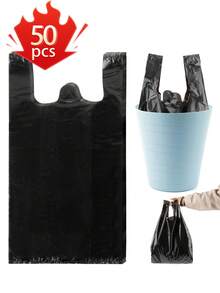 200个/15.75*23.62英寸厨房浴室垃圾袋,6卷/50个背心式垃圾袋,适用于办公室、厨房、卧室垃圾桶,黑色便携耐用垃圾袋 - 彩色 - 查看 14