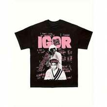 Tyler Igor Sketchbook Man T-Shirt Heavy Weight Cotton T-Shirt Pink Graffiti Stamped Short Sleeve Neck Round Casual Street Wear Regular Fit All Seasons Comfortable Musical T-Shirt Comfortable Clothing Artistic T-Shirt Non-Elastic Fabric Street Style Urban Fashion Top Stamped Young Man Sizes S-3xl - 黑色 - 查看 7