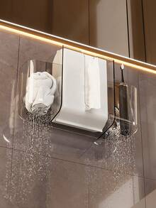 1pc Bathroom Tissue Paper Holder, Transparent Wall-Mounted Storage Box, Multifunctional Rack Without Drilling - Multicolor - View 7