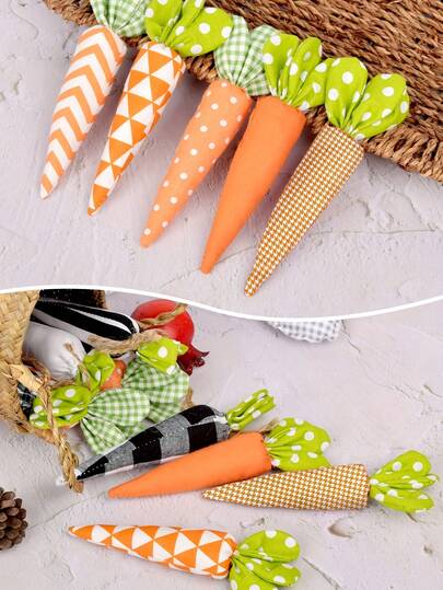 5pcs/Set Easter Fabric Carrot Decoration, Home Tray Ornament, Holiday Party Supplies Decoration, Handmade Ornament, Easter Holiday Party Table Decoration, Themed Birthday Decoration, Holiday Atmosphere Decoration Props