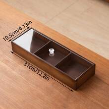 1 Set Bamboo Wood Material Snack Plate With Lid, Suitable For Nuts, Snacks, Cookies, Party And Daily Use - Walnut Color Grid With Cover - View 3