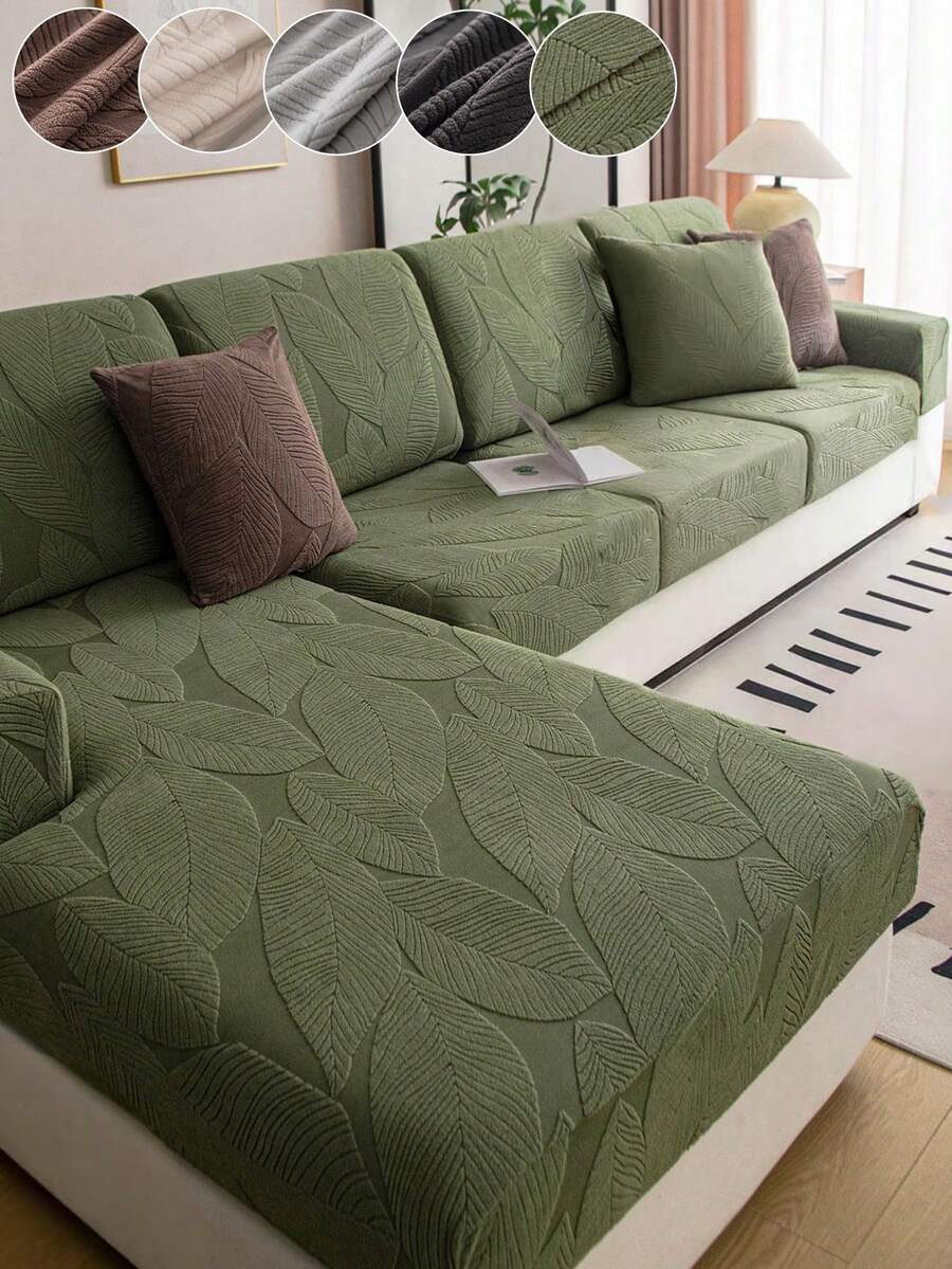 1 件毛绒提花防滑沙发座垫套，柔软亲肤现代风格，防宠物弹性沙发套，适用于 L 型组合沙发和 1/2/3/4 座沙发，四季使用（单独出售）