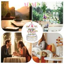 Caja De MúSica CláSica Accionada A Mano, Regalo De CumpleañOs Creativo Y RomáNtico Para Parejas, Elegante DecoracióN De Escritorio, Caja De MúSica De Carrusel Giratorio A Cuerda, Ornamento Musical Con TemáTica De Caballos Blanco-Rosa-Rojo-Azul, Caja De MúSica Decorativa Para DecoracióN De PasteleríA Y Ocasiones De Regalo, Caja De MúSica Giratoria - Blanco - Ver 8