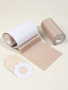 大码女士隐形提拉胸贴，水滴形粘性乳贴，无缝布料胸贴，无肩带设计。可裁剪提拉胶带，适合B-E罩杯，透气胸垫，完美搭配连衣裙和无肩带服装。 - 彩色 - 查看 9