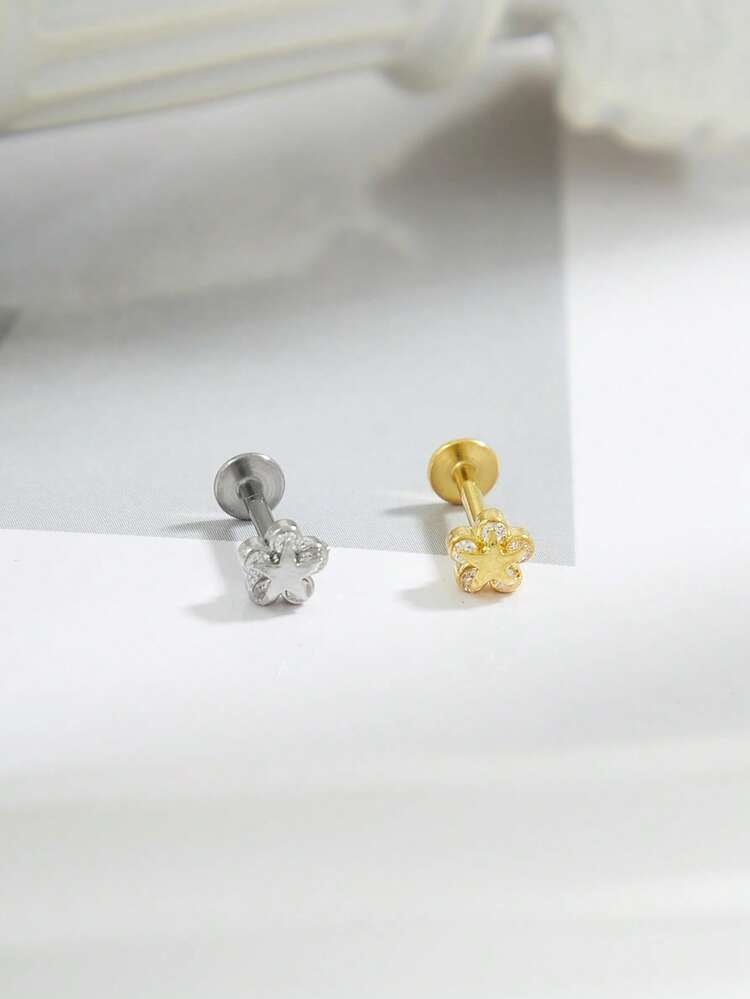 1 件简约钻石星形不锈钢耳钉，适合女性日常佩戴 - 星星 - 查看 1