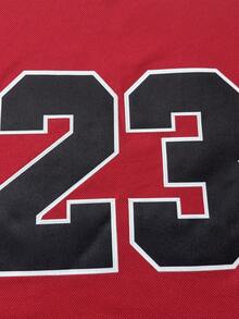 男士刺绣冰球球衣 23 红色休闲 V 领长袖 T 恤 派对运动上衣 - 紅色 - 查看 3