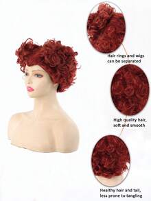 14英寸红皇后假发，适合女孩、女士，耐热合成纤维，适用于万圣节、角色扮演、派对等场合。 - 彩色 - 查看 3
