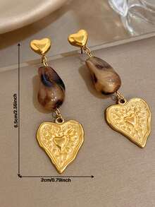 1条复古甜心琥珀心形花朵吊坠手链，18K镀金不锈钢材质，可调节，奢华优雅女士饰品，适合约会、下午茶、音乐节、生日礼物、浪漫波西米亚风配饰、情人节、派对、晚宴、日常佩戴、约会、新年、婚礼、海滩、圣诞节周年纪念日等场合。 - 彩色 - 查看 7